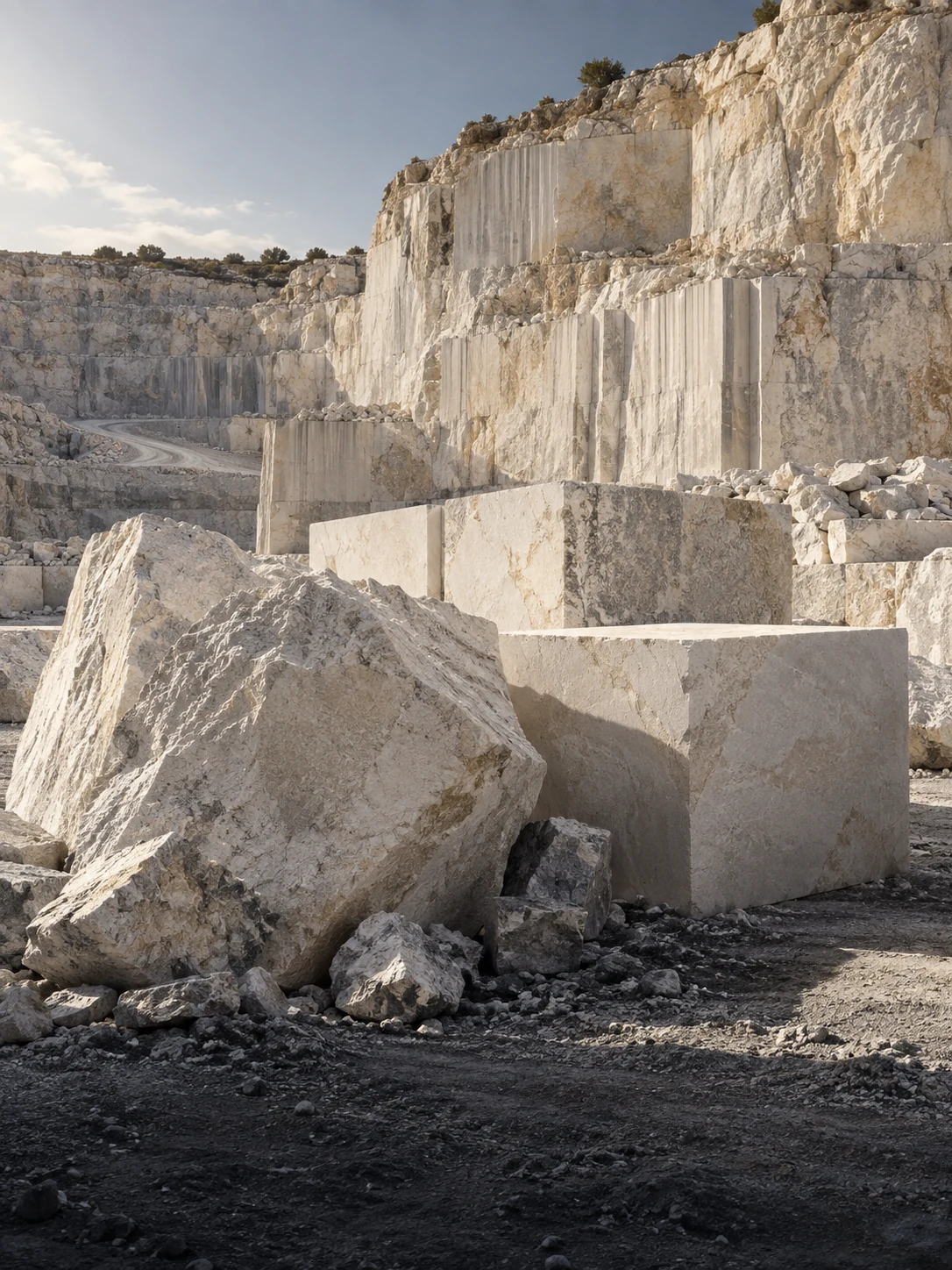 Limestone blocks in a modern quarry